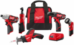 M12™ Cordless 5-Tool Combo Kit with 12V Battery Power, Includes Drill, Impact Driver, Saw, Ratchet, Light