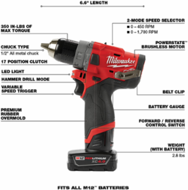 M12 FUEL™ 1/2 in. Hammer Drill Kit