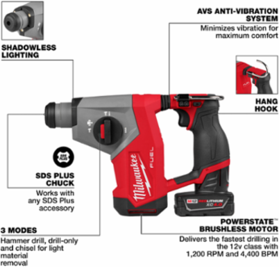 M12 FUEL™ 5/8” SDS Plus Rotary Hammer Kit