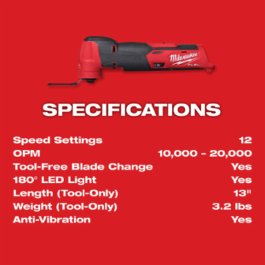 M12 FUEL Oscillating Multi-Tool Kit, 20000 OPM, 11.22 Inch, 2.29 lbs