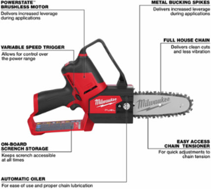 M12 FUEL HATCHET 6 Inch Cordless Pruning Saw, 4.1 lbs, Battery Powered