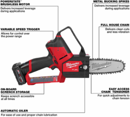M12 FUEL HATCHET Pruning Saw Kit, 6 Inch Bar, Cordless, 4.85 lbs