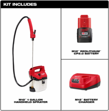 M12 1 Gallon Handheld Sprayer, 80 PSI, 17 ft Spray Distance