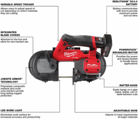 M12 FUEL Compact Band Saw Kit, 2-1/2" X 2-1/2" Cut Capacity, 6 lbs
