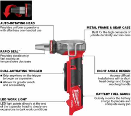 M12 FUEL ProPEX Expander Kit 3/8"-1" Capacity, Electric Power, Includes RAPID SEAL Heads