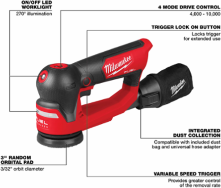M12 FUEL™ 3" Random Orbital Detail Sander