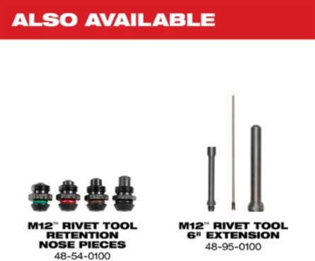 M12TM Cordless Rivet Gun Kit, 6.5 Inch Length, Pulls 3/16 Inch Rivets, 2000 lbs Force