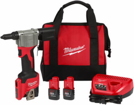 M12TM Cordless Rivet Gun Kit, 6.5 Inch Length, Pulls 3/16 Inch Rivets, 2000 lbs Force