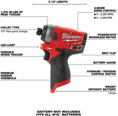 M12 FUEL™ 1/4 in. Hex Impact Driver