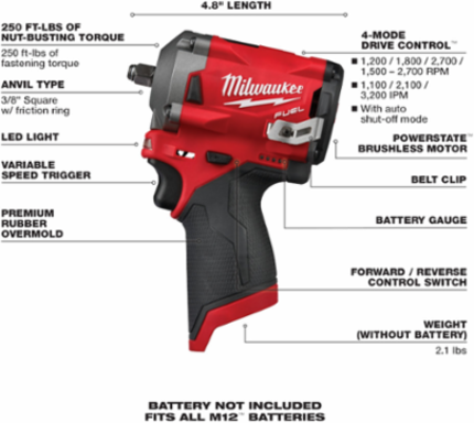 M12 FUEL™ Stubby 3/8 in. Impact Wrench