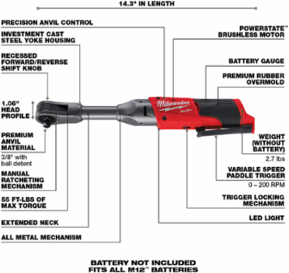 M12 FUEL™ 3/8 in. Extended Reach Ratchet-Reconditioned
