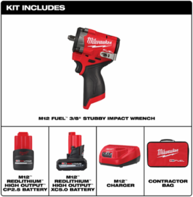 M12 FUEL™ Stubby 3/8" Impact Wrench Kit