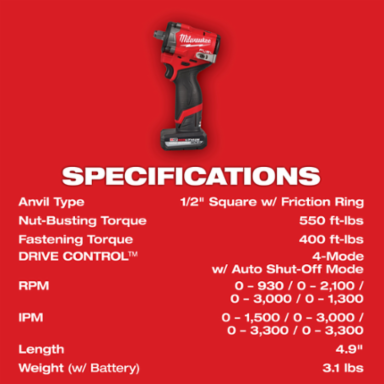 M12 FUEL™ Stubby 1/2" Impact Wrench Kit