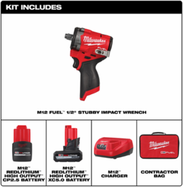 M12 FUEL™ Stubby 1/2" Impact Wrench Kit