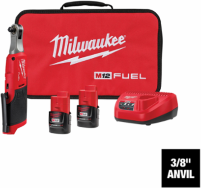 M12 FUEL 3/8 Inch High Speed Ratchet Kit, 420 in-lbs Torque, 450 RPM, 2.1 lbs