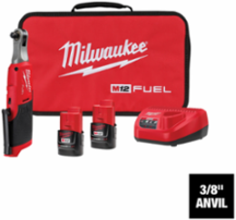 M12 FUEL 3/8 Inch High Speed Ratchet Kit, 420 in-lbs Torque, 450 RPM, 2.1 lbs