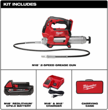 M18 2-Speed Grease Gun Kit, 10,000 PSI, 48 Inch Hose, 14 oz Capacity