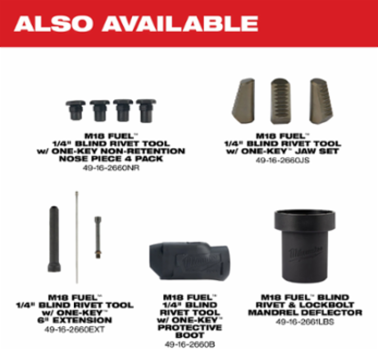M18 FUELTM 1/4 Inch Blind Rivet Tool - 4500 lbs Pulling Force, 12.5 Inch Length