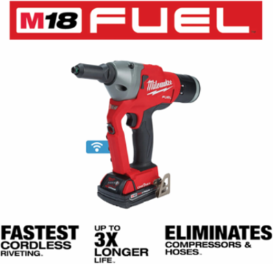 M18 FUELTM 1/4 Inch Cordless Blind Rivet Tool, 4500 lbs Pulling Force, 5.6 lbs Weight