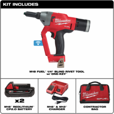 M18 FUELTM 1/4 Inch Cordless Blind Rivet Tool, 4500 lbs Pulling Force, 5.6 lbs Weight