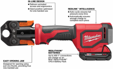 M18™ Short Throw Press Tool Kit with PEX Crimp Jaws, 13.5 Inch, Up to 1" Capacity, 4.8 lbs