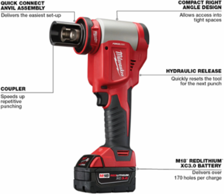 M18™ FORCE LOGIC™ 10 Ton Knockout Tool 1/2" to 4" Kit
