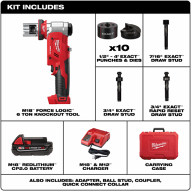 M18™ FORCE LOGIC™ 6T Knockout Tool 1/2 Inch – 4 Inch, 6 Ton Capacity