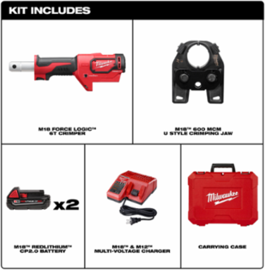 M18 FORCE LOGIC 600 MCM Crimper, 2.9 Sec Crimp Speed, 350° Head Rotation