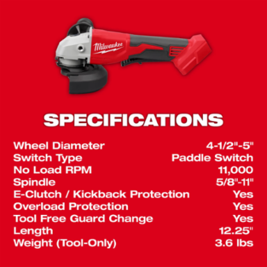 M18 Brushless Cut-Off Grinder 4-1/2 Inch / 5 Inch, 11000 RPM, Cordless