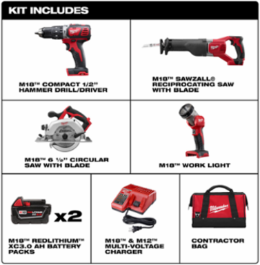 M18™ Cordless Lithium-Ion 4-Tool Combo Kit