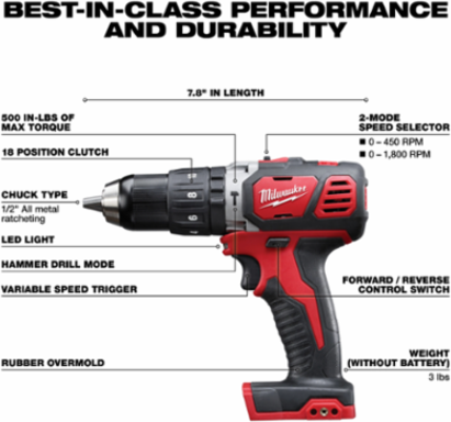 M18 Cordless 4-Tool Combo Kit with 1/2 Inch Hammer Drill & Impact Driver