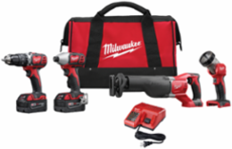 M18 Cordless 4-Tool Combo Kit with 1/2 Inch Hammer Drill & Impact Driver