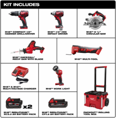 M18 6-Piece Cordless Tool Combo Kit with 3.0 Ah Batteries and PACKOUT Storage