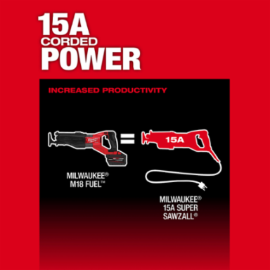 M18 FUEL™ SUPER SAWZALL® 1-1/4 Inch Stroke, 3000 SPM, Cordless, 12.25 lbs