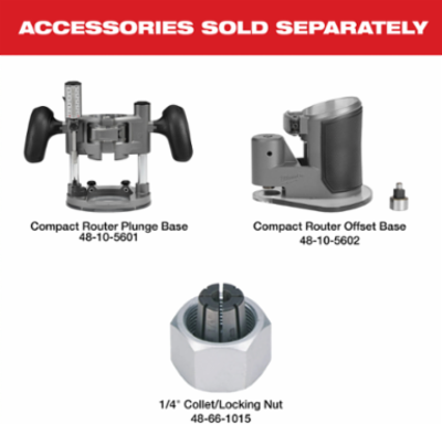 M18 FUEL Compact Router 1.25 hp, 31,000 RPM, 1/4 Inch Collet, 1.5 Inch Depth Capacity