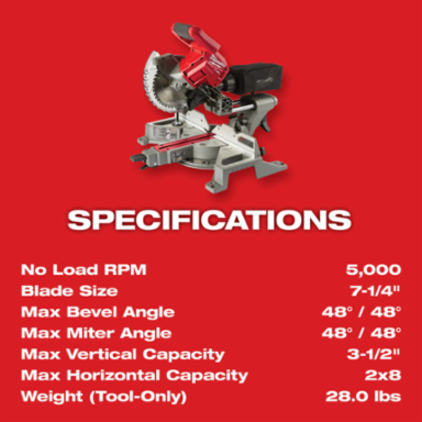M18 FUELTM 7-1/4 Inch Dual Bevel Sliding Compound Miter Saw, 28 lbs, Cordless