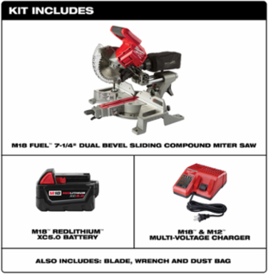 M18 FUEL 7-1/4 Inch Dual Bevel Sliding Compound Miter Saw Kit, 28 lbs, Cordless