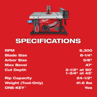 M18 FUEL™ 8-1/4" Table Saw w/ ONE-KEY™