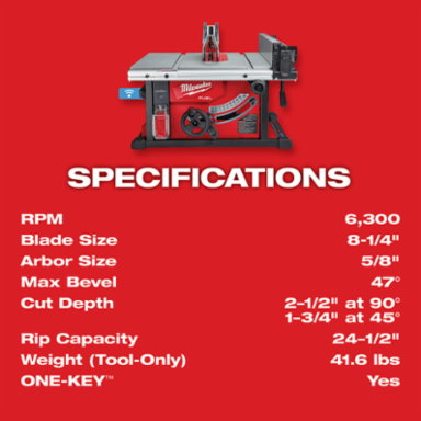 M18 FUEL™ 8-1/4 in. Table Saw with ONE-KEY™-Reconditioned