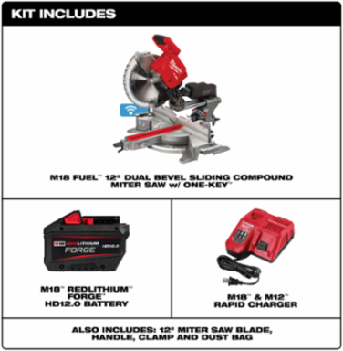 M18 FUEL 12 Inch Dual Bevel Sliding Compound Miter Saw Kit, 330 Cuts/Charge, 18V