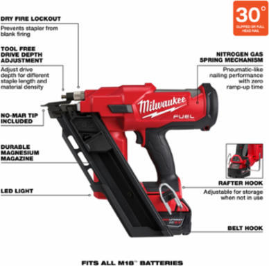 M18 FUEL 30 Framing Nailer Kit, 3.5 Inch Max Fastener Length, 9.4 lbs