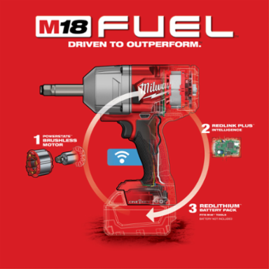 M18 FUEL 1/2 Inch Extended Anvil Torque Impact Wrench, 1100 ft-lbs Torque, Cordless