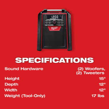 M18 Jobsite Radio/Charger, Bluetooth, 40 Watt Amplifier, Weather Resistant