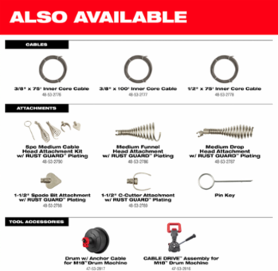 M18TM Drum Machine for 3/8" & 1/2" Cable, 100 ft Max Distance, 64.25 lb