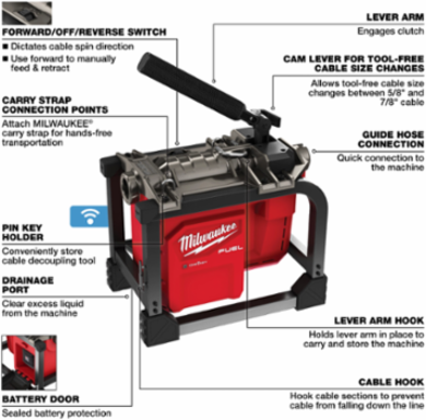 M18 FUELTM Sectional Machine for 5/8 Inch & 7/8 Inch Cables, 150 ft Range, 27.3 lbs