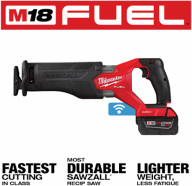 M18 FUEL SAWZALL Reciprocating Saw Kit with 1-1/4" Stroke, 2 Batteries, 3000 SPM
