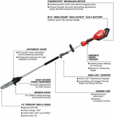 M18 FUEL™ 10" Pole Saw Kit w/ QUIK-LOK™
