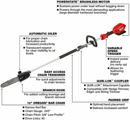 M18 FUEL™ 10" Pole Saw w/ QUIK-LOK™-Reconditioned