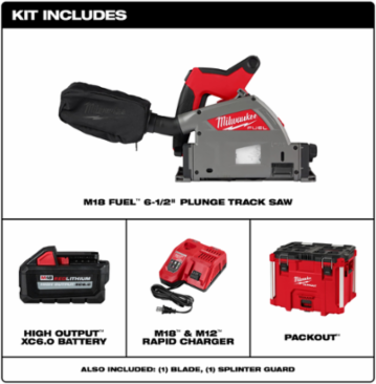 M18 FUELTM 6-1/2 Inch Plunge Track Saw Kit, 6500 RPM, Cordless, 9.13 lbs