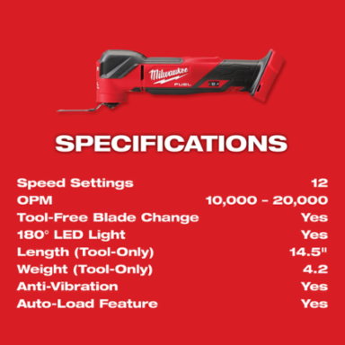 M18 FUELTM Oscillating Multi-Tool, 12.17 Inch Length, 20,000 OPM